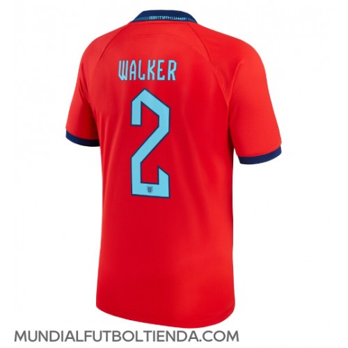Camiseta Inglaterra Kyle Walker #2 Segunda Equipación Replica Mundial 2022 mangas cortas
